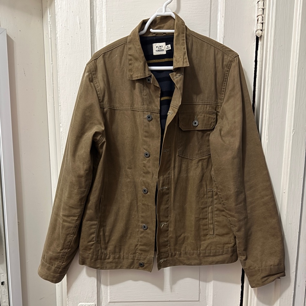 Men's Flint and Tinder Waxed Trucker Jacket Flannel Lined Sz Medium